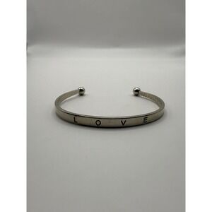 Vintage Silver Tone Love Stamped Open Ring – Minimalist Romantic Jewelry